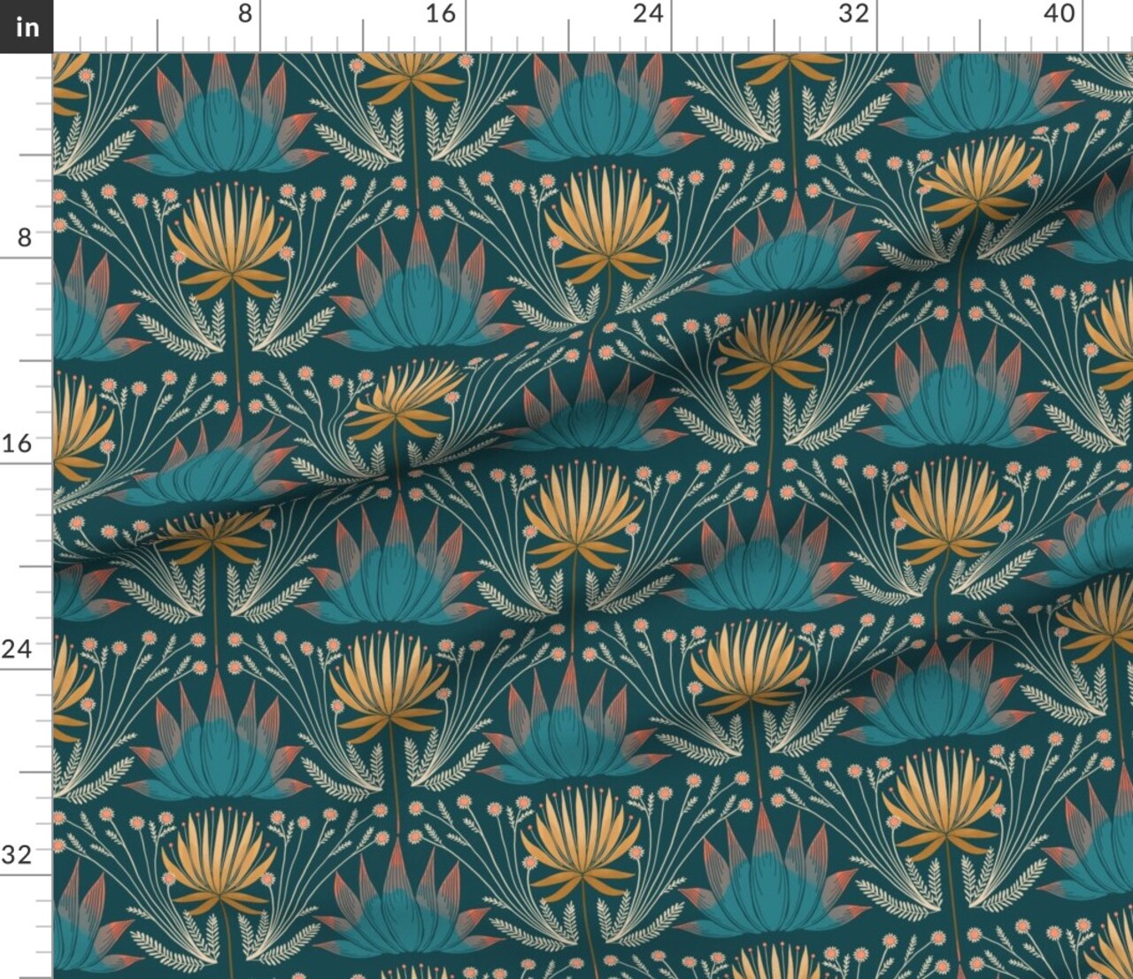Floral Botanical Moody Wildflower Nature Garden Jewel Tone Custom Printed Fabric by Spoonflower Various Fabrics by the Yard or Fat Quarter